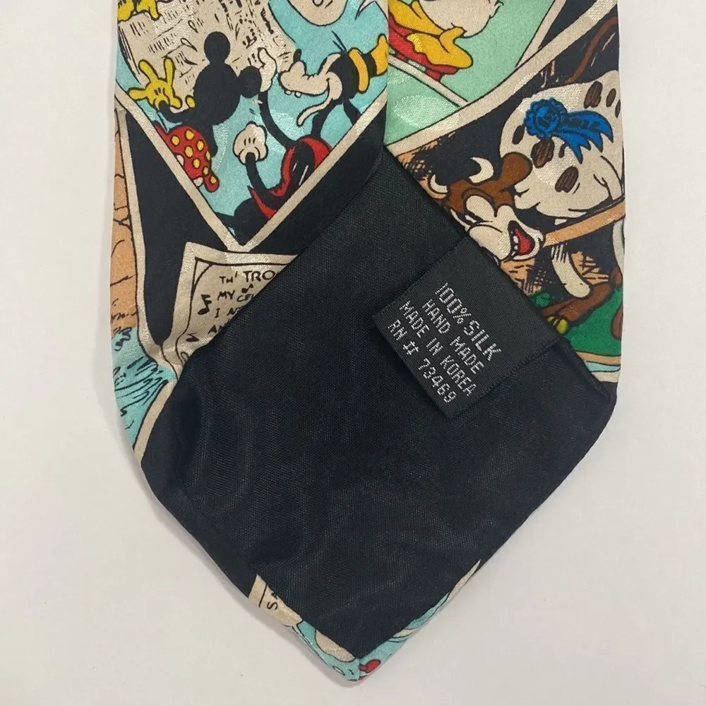 Mickey Inc Disney Donald Duck Comic Book Silk Black Multi Neck Tie
